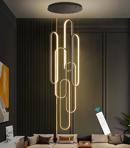 Candelabros LED modernos para entrada de vestíbulo, techo alto, lámparas de escalera largas, regulables, montaje empotrado, alto recibidor,