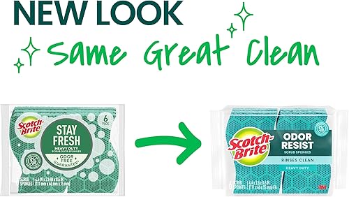 Miniatura 2 de Scotch-Brite Scrub Dots - Esponja resistente potente frotado enjuaga limpio para lavar platos y limpiar la cocina 6 esponjas para frotar