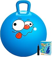 UCPlanet 18 Inch Hopper Ball with Handle for Kids 3-6 - Blue Bouncy Hop Ball, Pump & Colorful Gift Box, Durable Sit n Bounce Toy