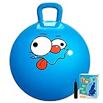 U&C Planet Hopper Ball 20 inches Bouncy Ball with Handle for Kids Age 5-9 Hoppity Hop Sit and Bounce Jumping Hopping Toy with Pump and Gift Box Great Gift for Birthday Christmas, Blue