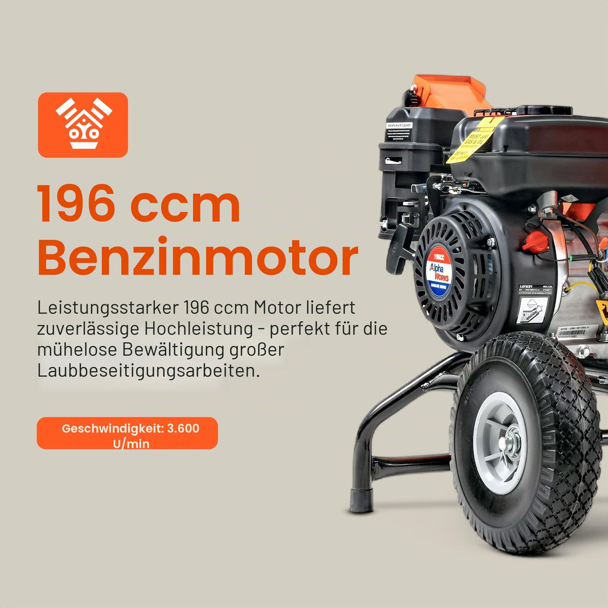SuperHandy Häcksler, 196-cm³-Motor, Äste bis 50 mm, 15:1 Reduktion | Für Gartenpflege, Landschaftsarbeiten und Astschnitt; Stahlbau und robuste, kompakte Rotorbauweise für wiederholten Einsatz