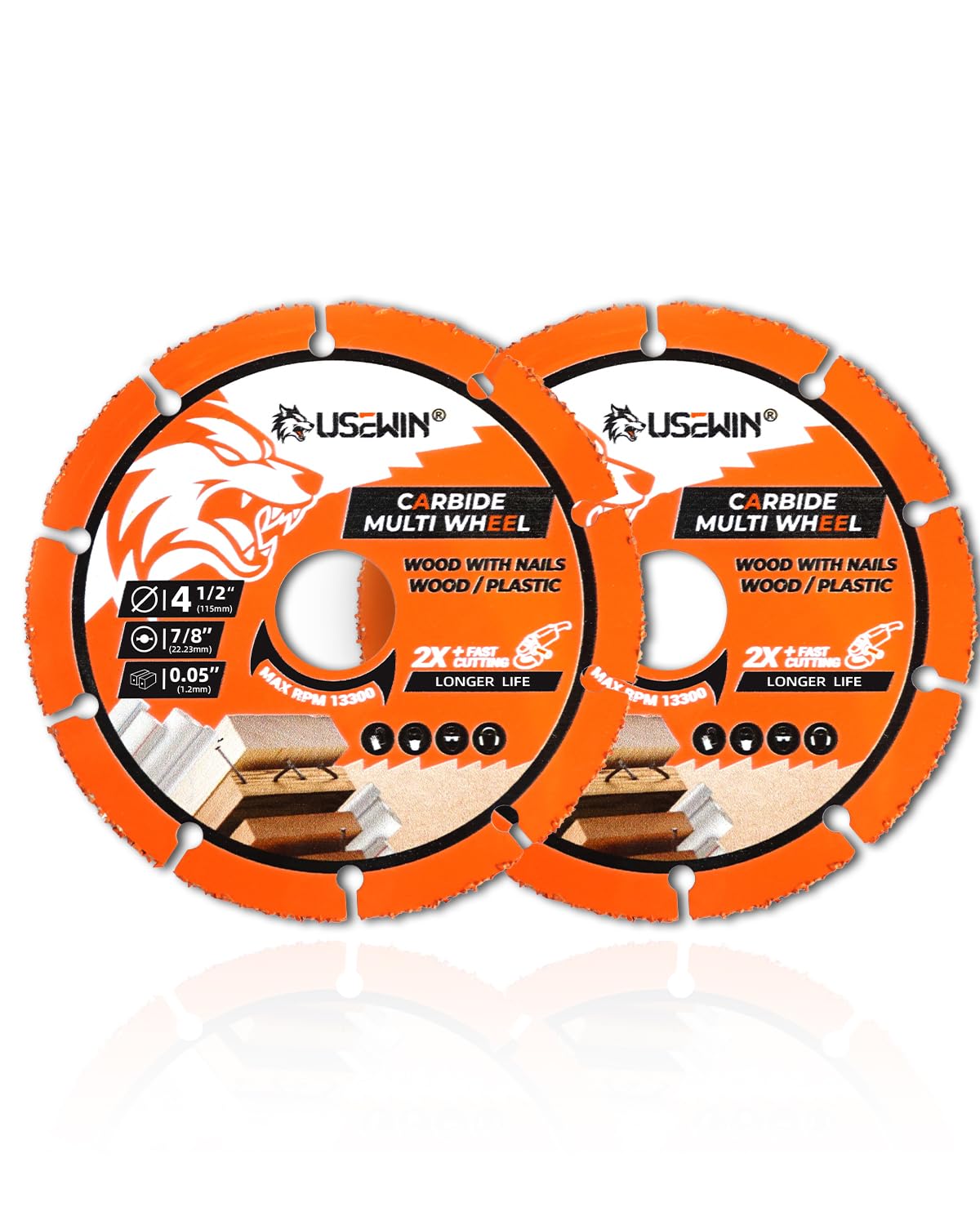 Cut Off Wheel, 4 1/2 Angle Grinder Cutting Disc, Carbide Cutting Wheels for Wood, Plastic, Fiberboard, Wood with Nails, 2 Pack