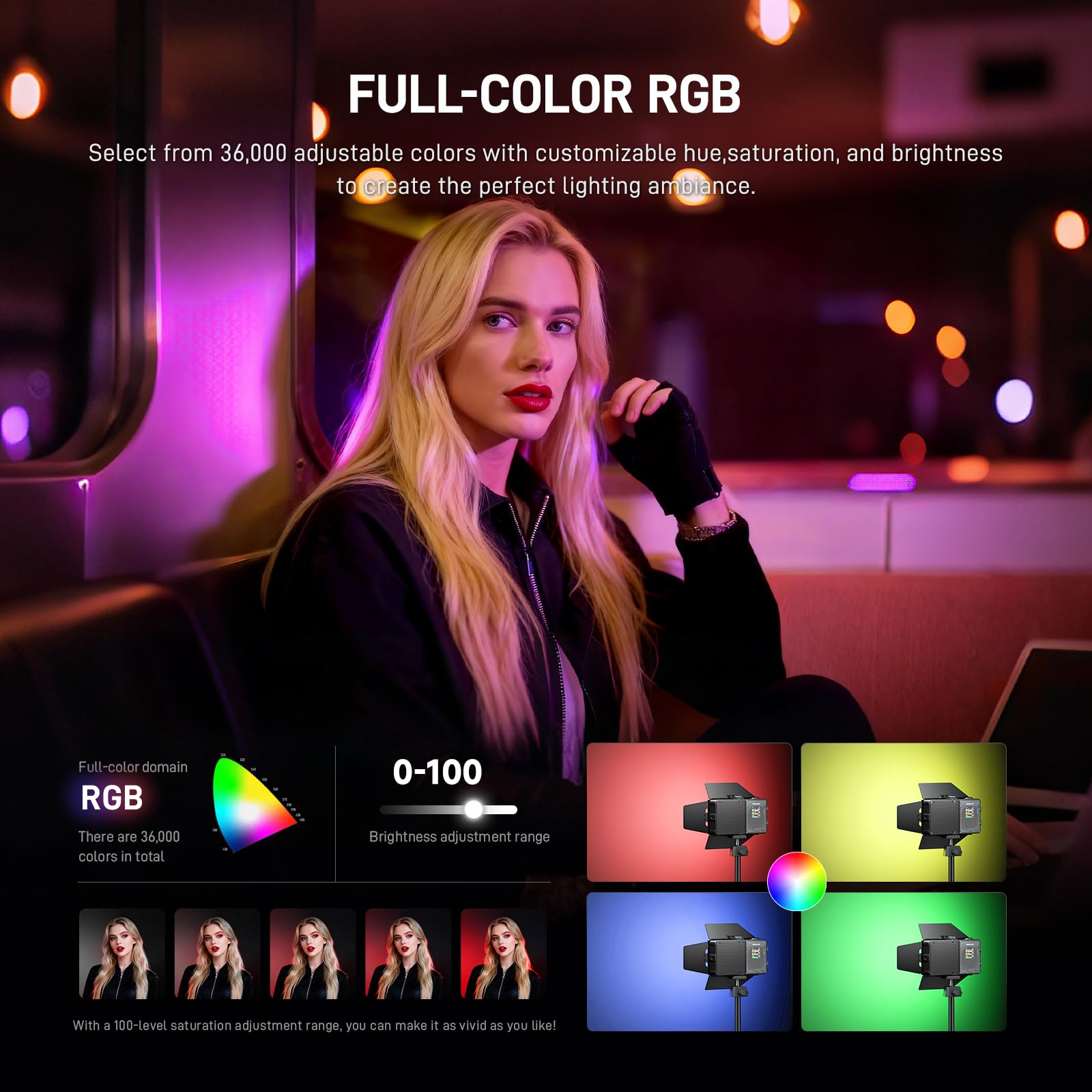 PHOTOOLEX X2077 RGB Lumière Vidéo, Panneau Lumineux LED Portable, 10000 mAh