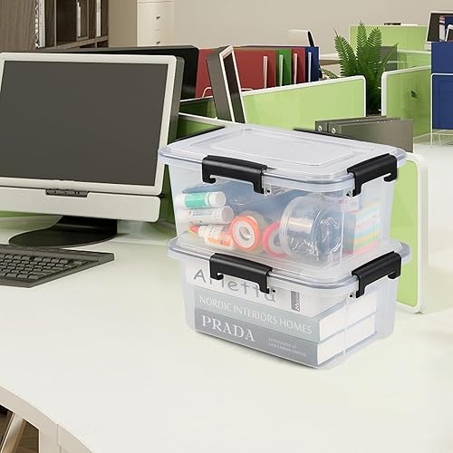 Miniatura 7 de Contenedores de almacenamiento apilables de plástico de 12 cuartos de galón con tapas de sellado de juntas, paquete de 6 contenedores de