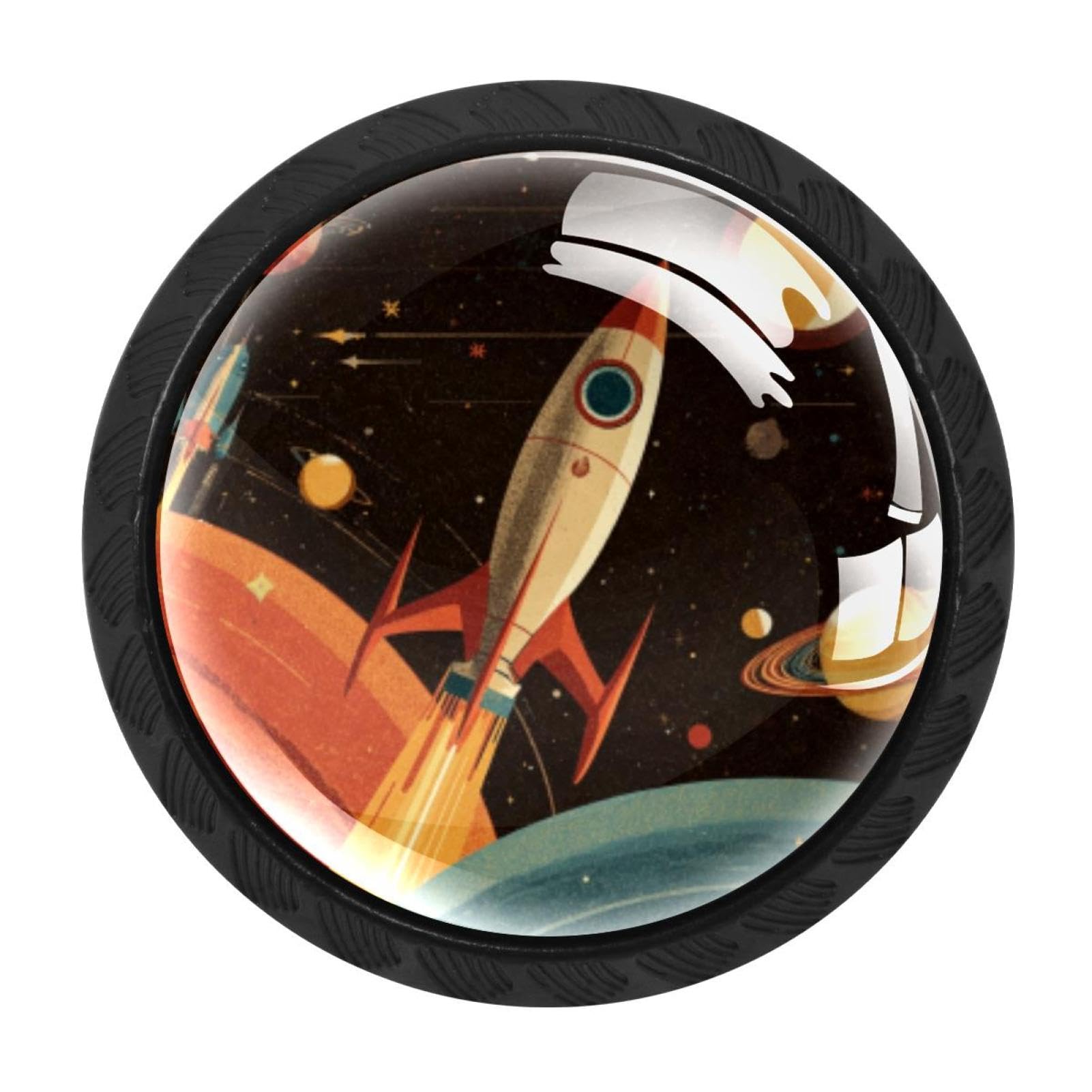 CHENZZZZ 4 Pieces Kitchen Cabinet Knobs Space Planets Spaceship Rockets Drawer Knobs Dresser Knobs Drawer Pulls Door Knobs Dresser Drawer Handles Knobs for Dresser Drawers
