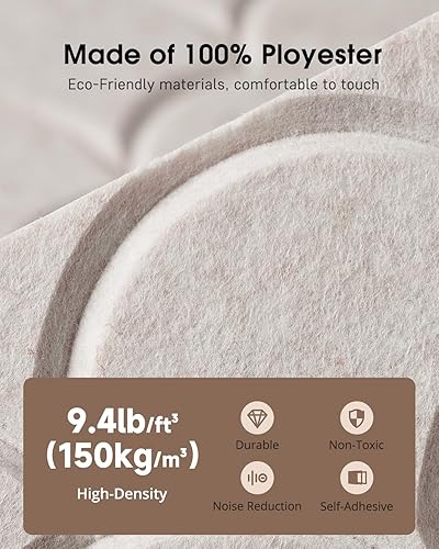Miniatura 5 de Paneles acústicos autoadhesivos, paquete de 12 paneles de espuma a prueba de sonido para paredes, paneles de pared insonorizados de alta densidad de