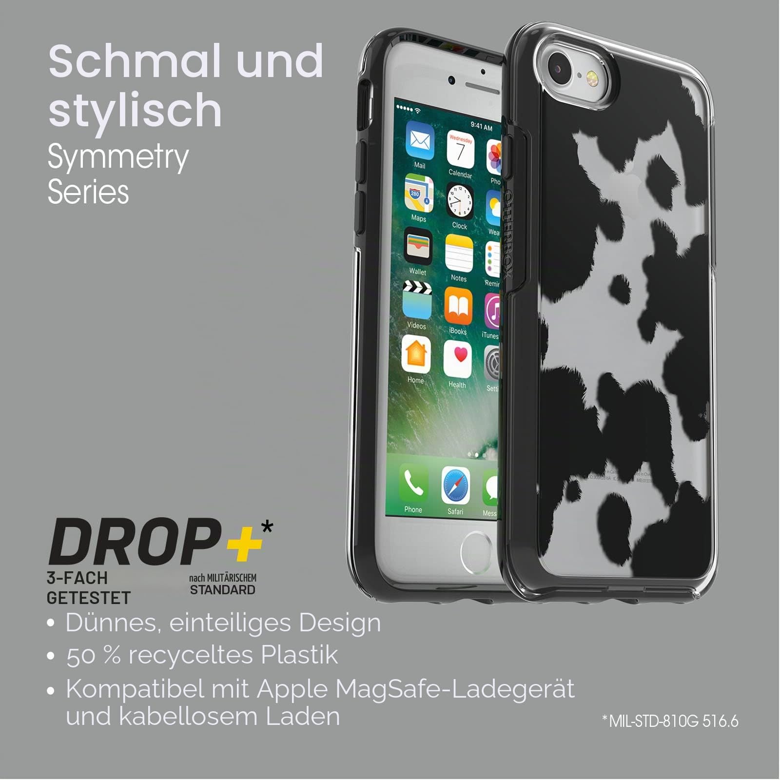 OtterBox Symmetry Clear Hülle für iPhone 7/8/SE 2020/SE 2022, stoßfest, sturzsicher, schützende dünne Hülle, 3X getestet nach Militärstandard, Cow Print