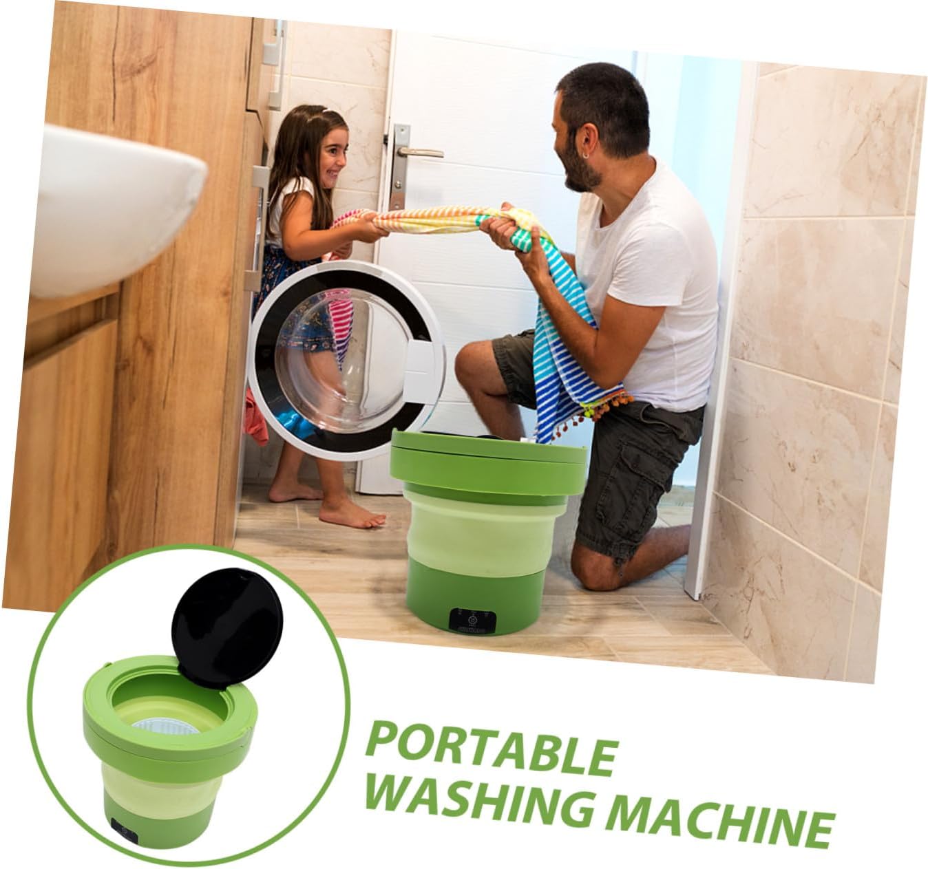 Portable Mini Folding Washing Machine 6l with Spin Dryer, Portable Washer for Camping and Travel, Compact Clothes Washer Suitable for Apartments and Dorms, US Plug