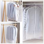 Sac de suspension anti-mangeaison clair avec l'étude Zipper en plastique de vêtements Couverture de poussière Étui de rangement Protecteur de costume blanc 4pcs