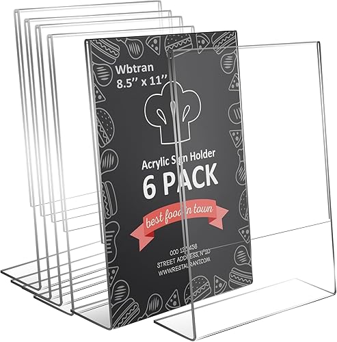 Miniatura 9 de Soporte acrílico para letreros de 8.5 x 11 pulgadas, soporte transparente para letreros de mesa, soportes acrílicos inclinados para exhibición