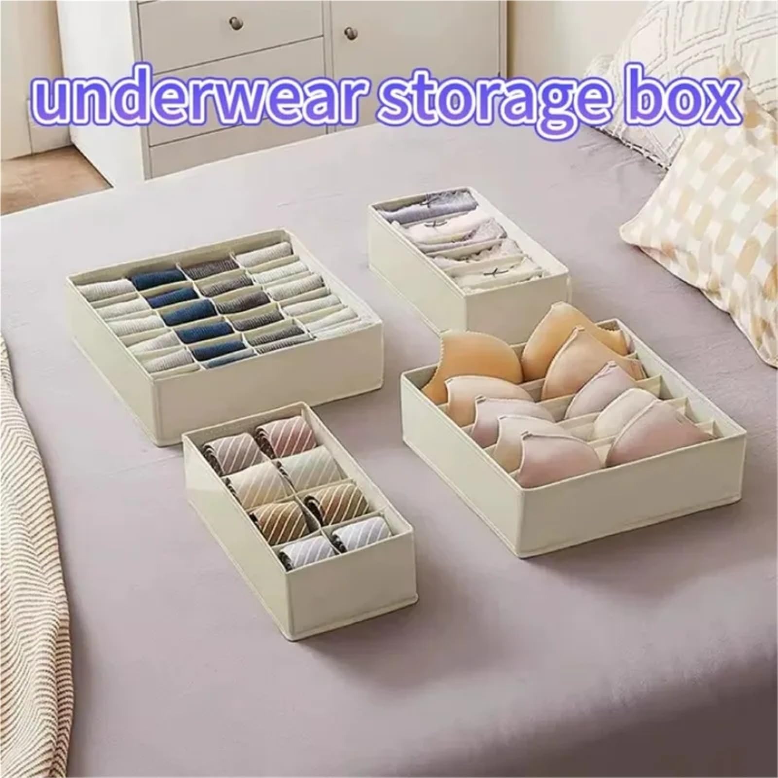 Organizzatore per cassetti della Biancheria Intima, Scatola per riporre Calzini, Reggiseno e Mutande, armadietto per Vestiti, Cravatte, Guardaroba