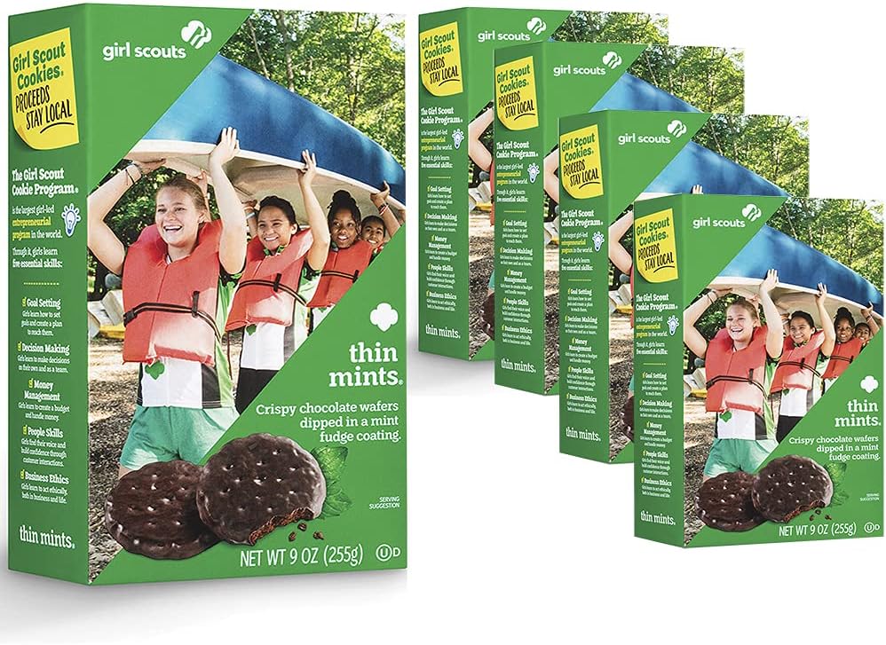 Girl Scout Thin Mints Cookies, 9 Oz(4 Boxes)