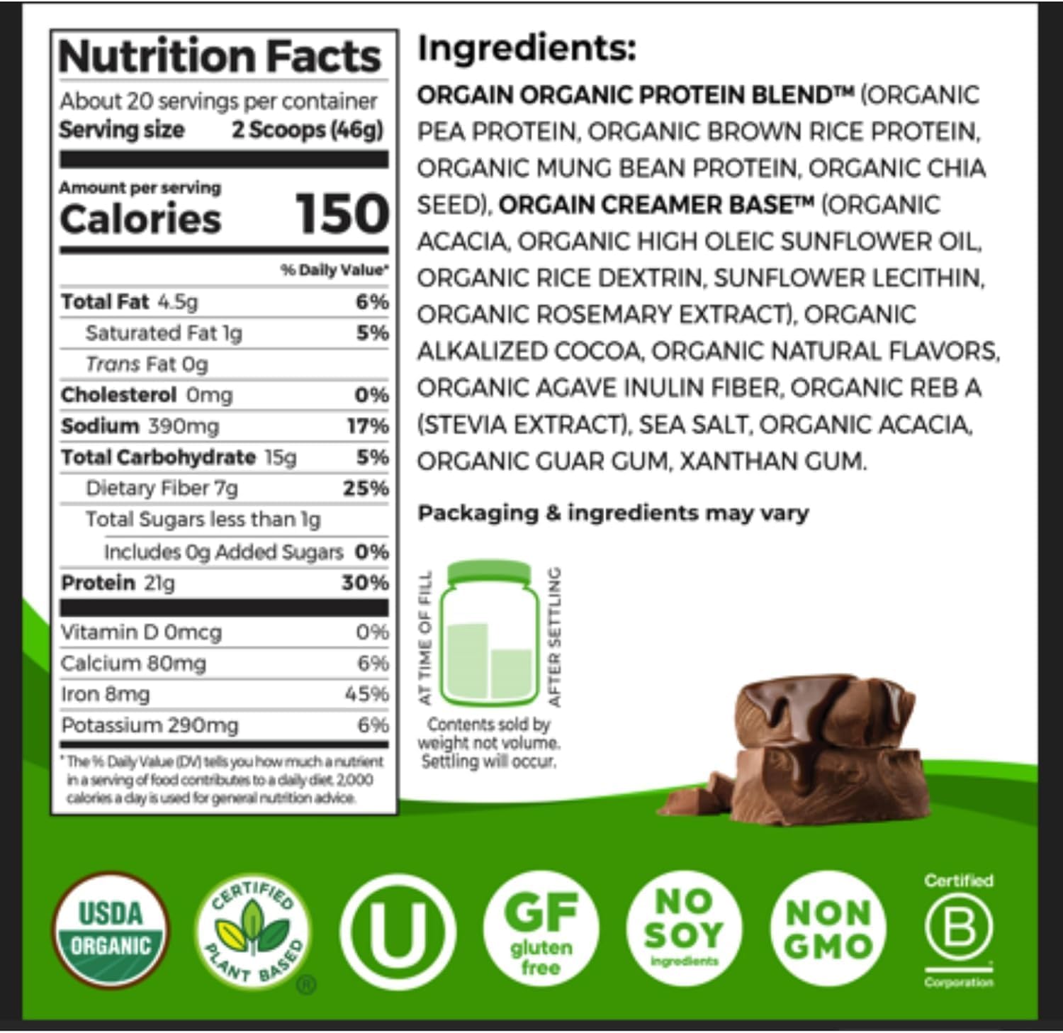 Orgain Creatine Monohydrate Powder (17.64 Oz, 100 Servings) & Organic Vegan Chocolate Fudge Protein Powder (2.03 lb) Bundle - Plant-Based Protein & Muscle Support