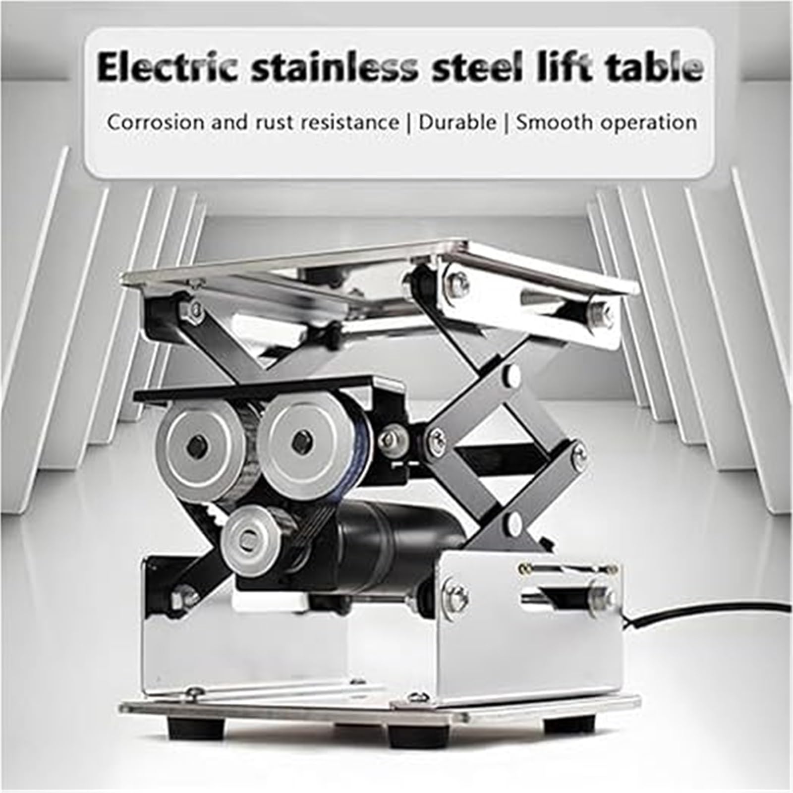 Plataforma elevadora de tijera eléctrica, acero inoxidable, carrera de 200 mm, capacidad de carga de 10 kg, mesa de elevación de altura ajustable para laboratorio y estación de trabajo industrial