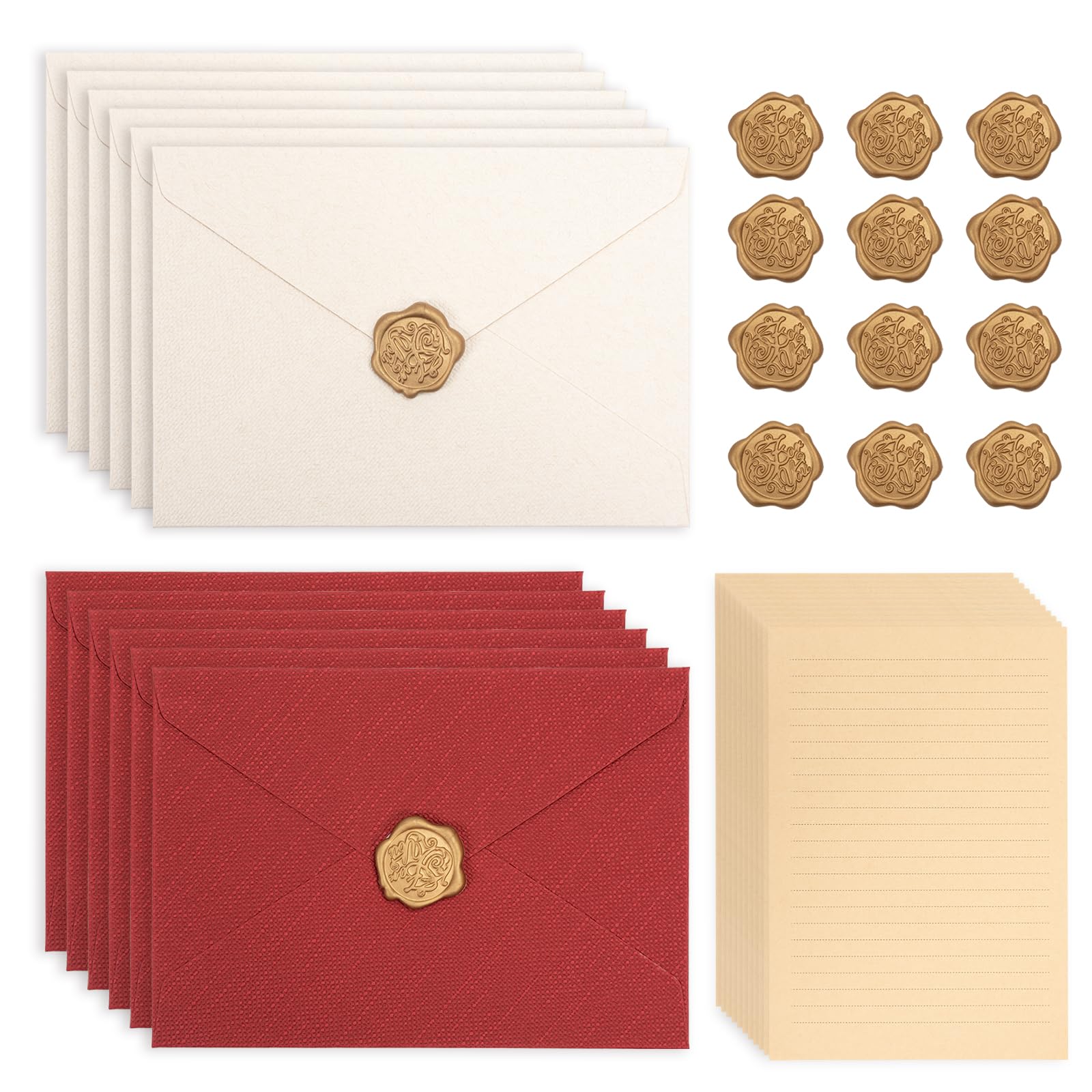 Anyasen vintage briefpapier met envelop, 20 set briefpapierset, schrijfpapier voor enveloppen met oud papier