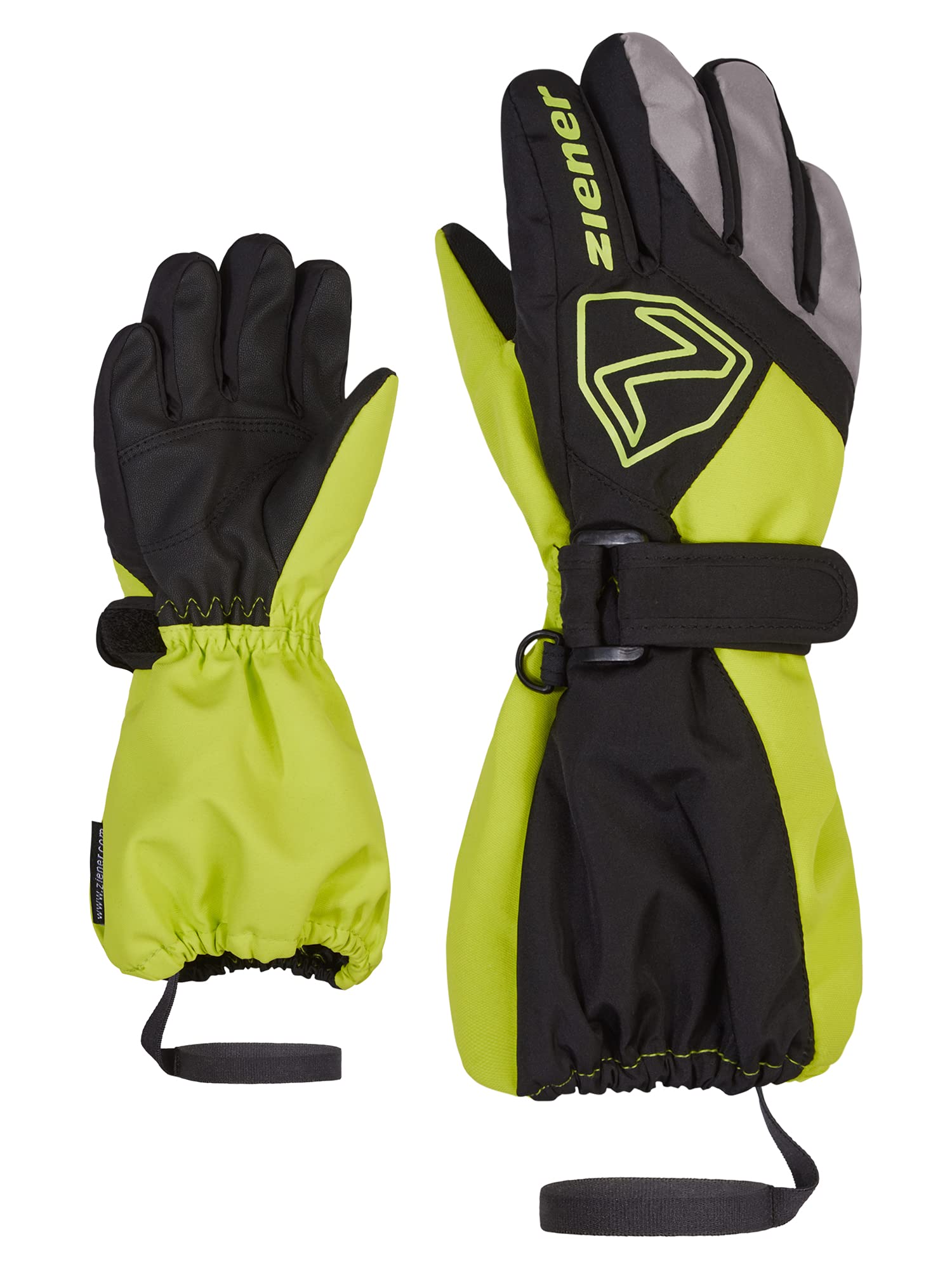 Ziener Unisex Baby Lauro Ski Gloves/Winter Waterproof Long Cuff Reflective Black Lime 92 cm