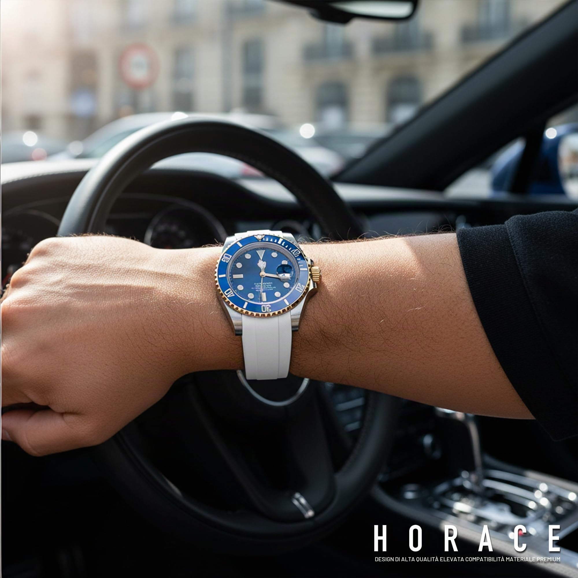 HORACE Cinturino per Orologio 20 mm in Gomma FKM Premium – Morbido, Impermeabile & Resistente – Compatibile con Rolex Submariner 40mm
