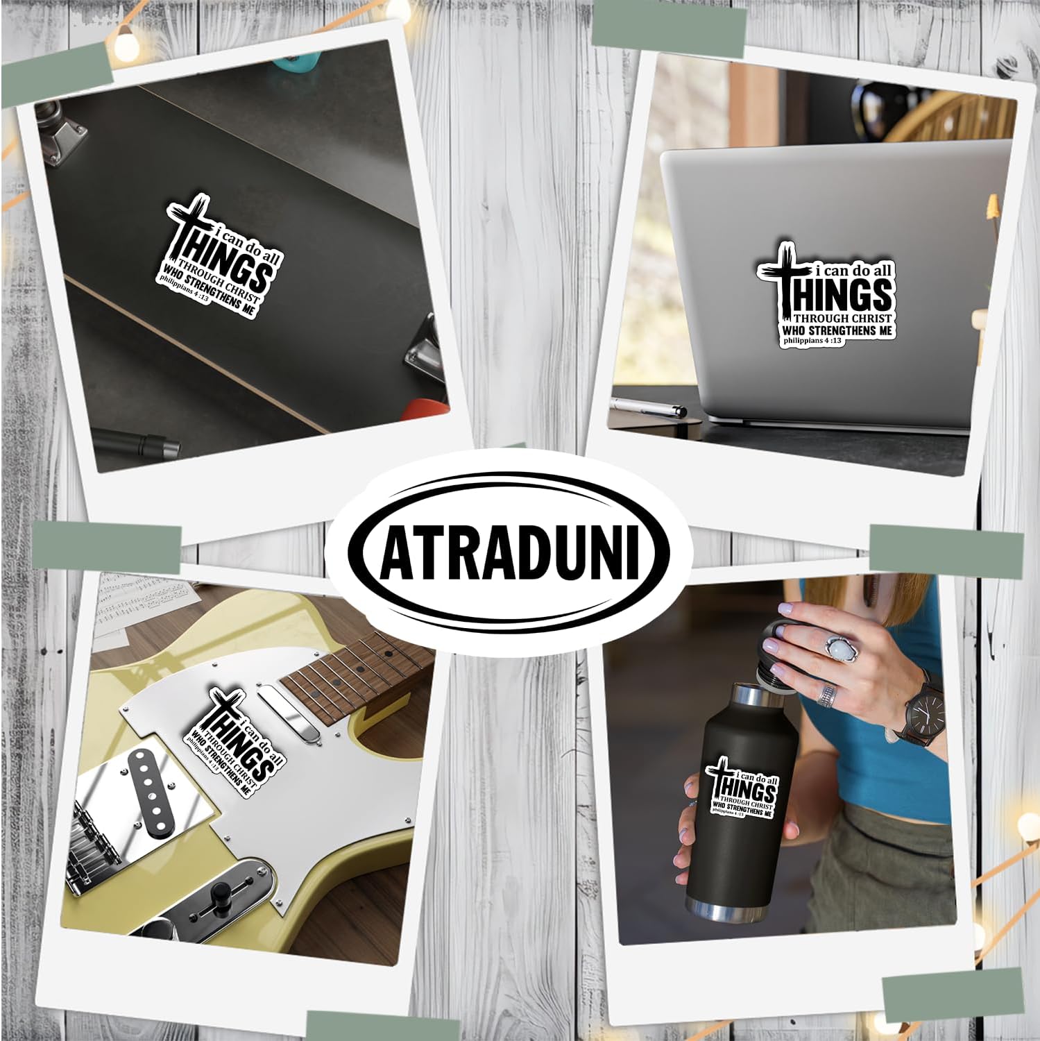 (3pcs) I Can Do All Things Through Christ Sticker Bible Verse Christian Faith Stickers for Laptop Water Bottle Tumbler Journal Scrapbook Vinyl Decal Inspirational Spiritual Gifts Size 3 x 2.5 Inch - Image 3