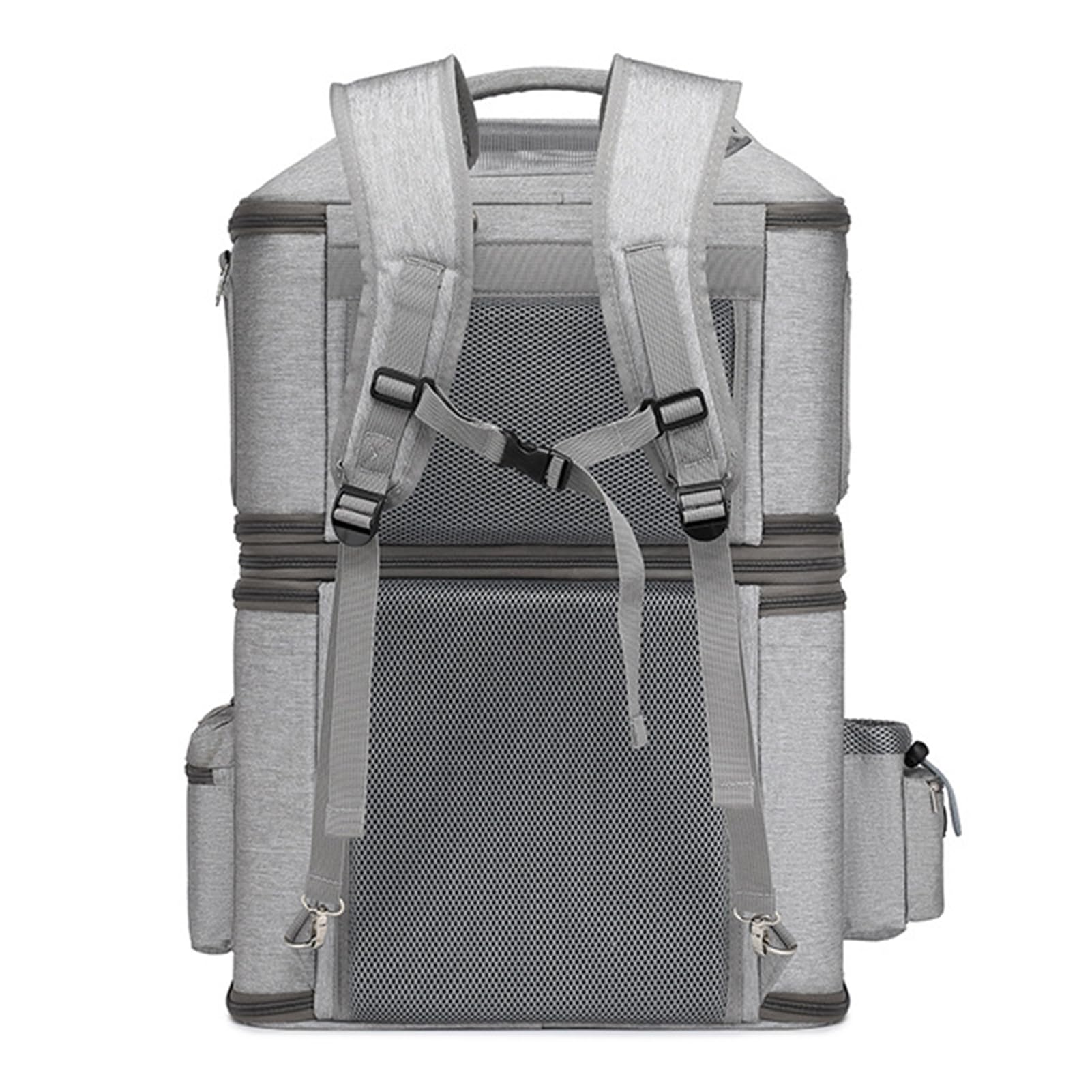 Trasportino Doppio per Gatti per 2 Gatti, Trasportino per Cani da Viaggio Zaino per Trasportini per Animali Domestici con Comoda Protezione per le Spalle (GREY)