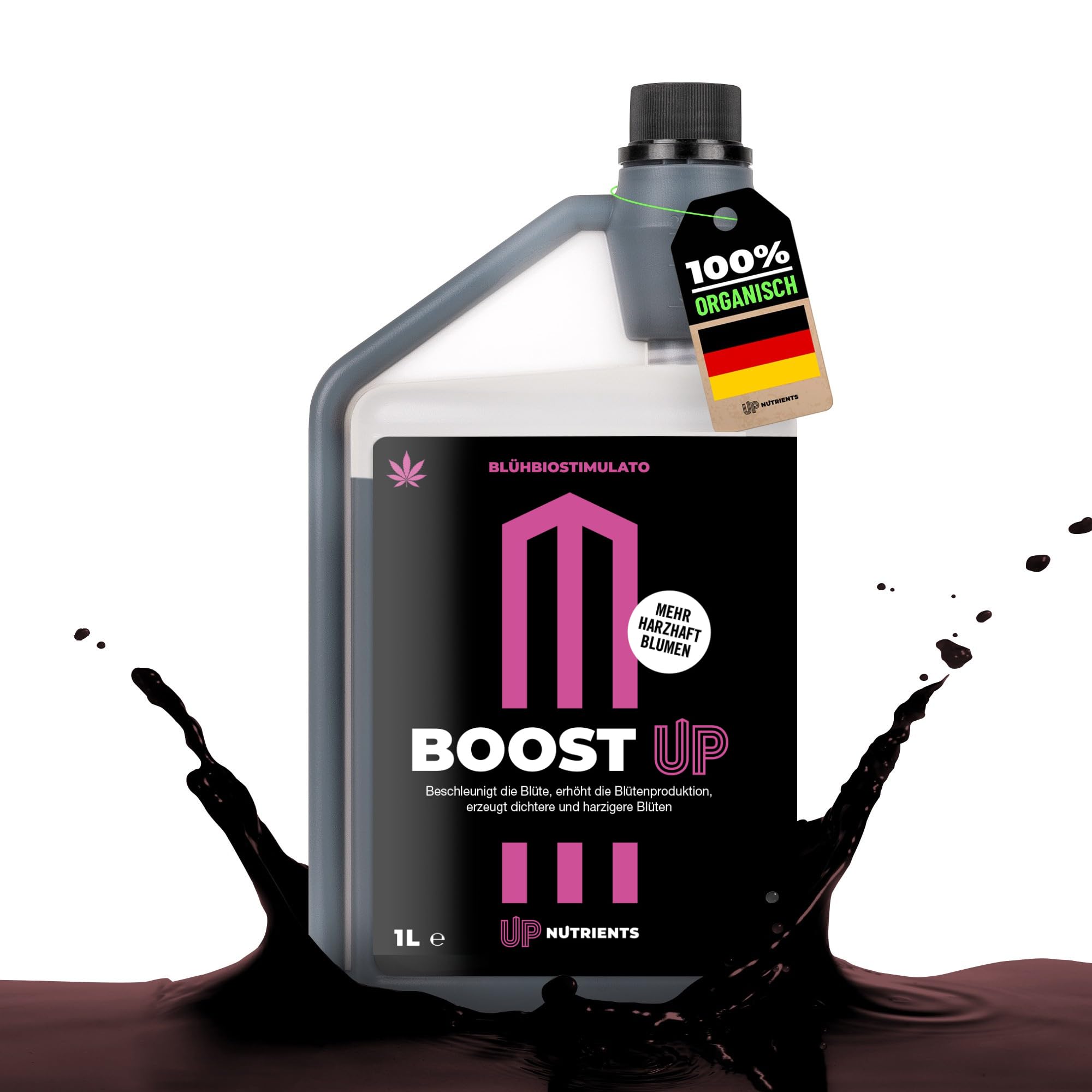 UP NUTRIENTS BOOST UP 1 L | Bio-Blühstimulator & Blütenbooster | Erhöht Blüten-, Frucht- & Knospenbildung | Mehr Dichte & Harz | NPK 1,5-0-1,2 | 100% Pflanzlich