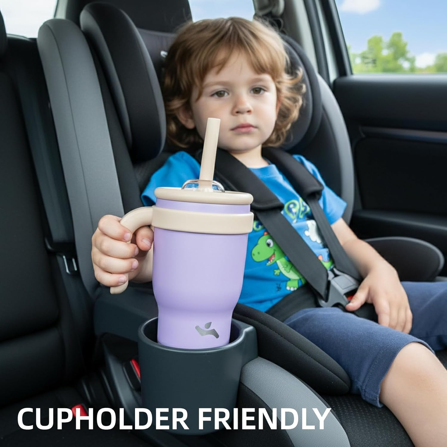 18 oz Tumbler with Side Handle, Insulated Water Bottle with Straw and 2 in 1 Lid, Stainless Steel Cup Travel Coffee Mug for Sports Office Gym,Brown - Image 3