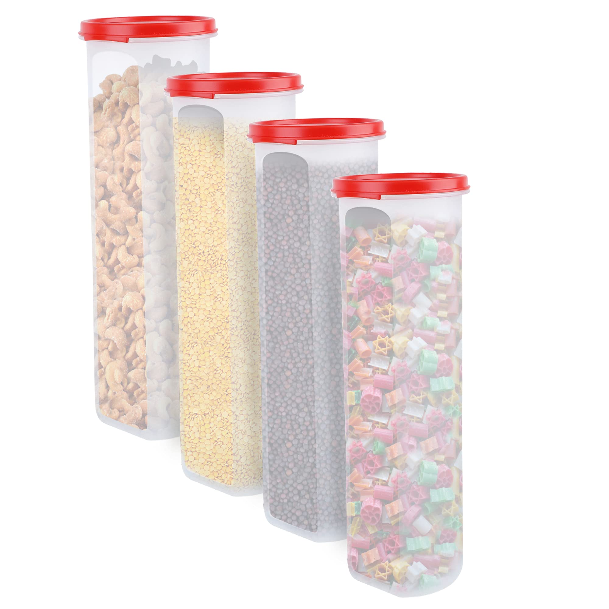 Cutting EDGE 1100ML Smart Slim Storage Airtight Container-Red,Set of 4
