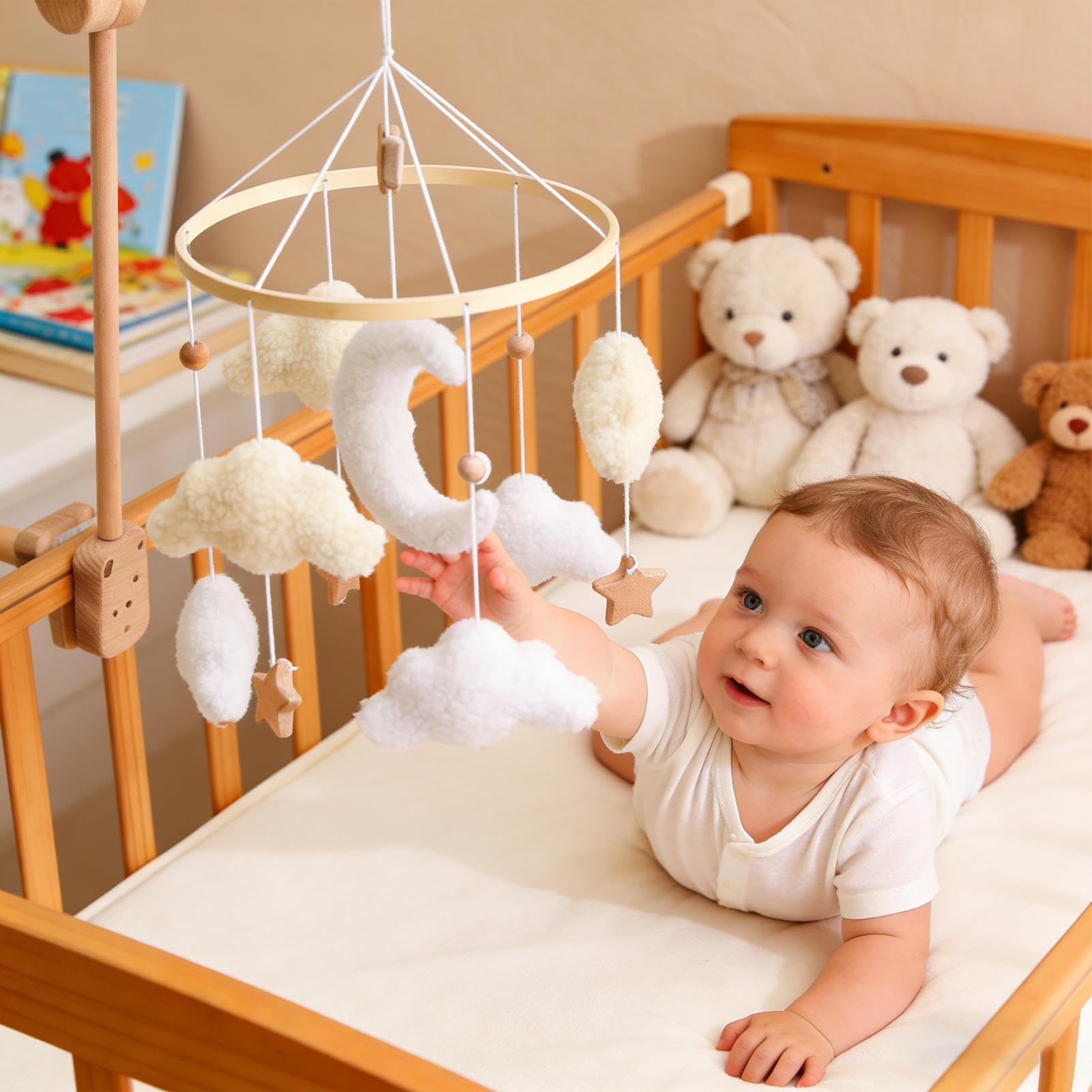 Mobile pour Lit Bébé | Rotatif à esthétique apaisante | Mobile bohème | pour Berceau Mur Fenêtre Maison Garçons Fille Jeune Enfant