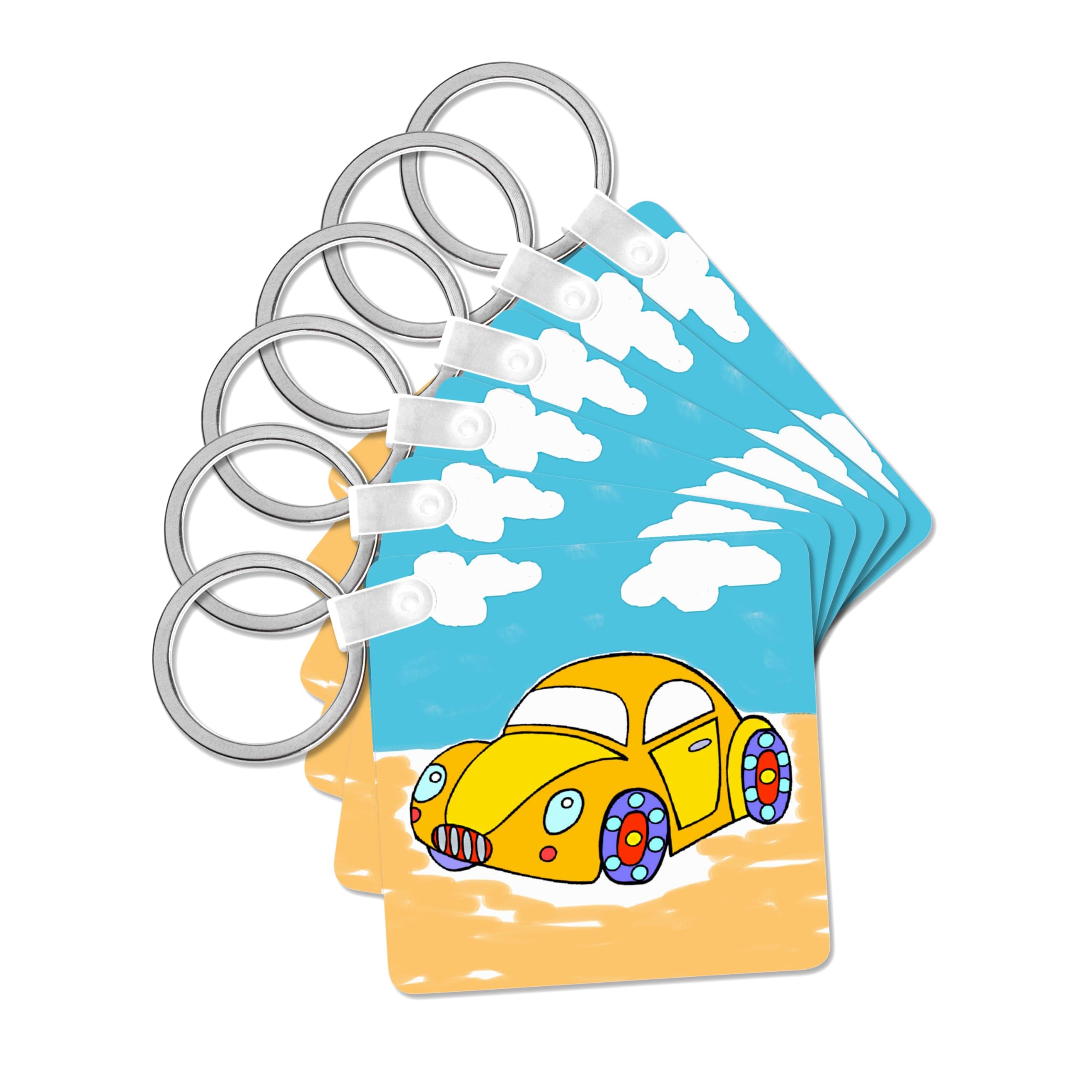 3dRose, Kids Car, set of 6 Key Chains