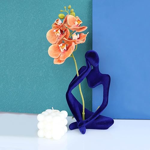 Miniatura 2 de Dnoifne Estatuas y esculturas abstractas de pensador, ornamentos de estatua de pensador de resina azul con vellón, regalos para inauguración de