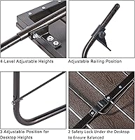 Vista 7 de Balcony Railing Table Outdoor Hanging Folding Brown Aluminium Metal Side Table Adjustable 23.6"L x 15.7"W