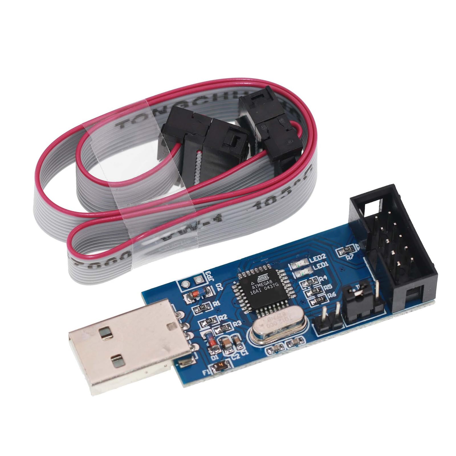 GERUI 3 Pz Downloader Programmatore 51 AVR ATMEGA8 Downloader 10 Pin USB Programmer a 6Pin Adattatore Scheda per Microcontrollore serie AVR.