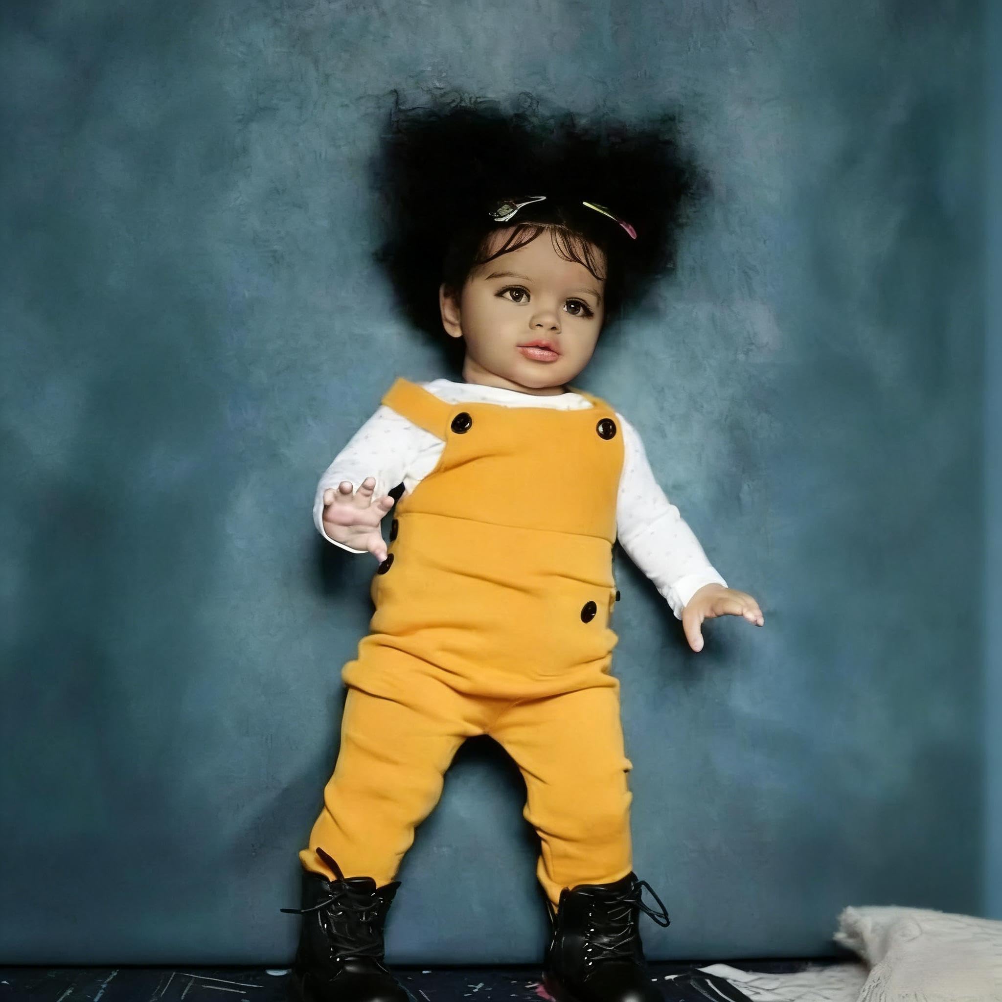 RXDOLL Afroamerykanin Reborn Baby Dolls Dziewczyna 66 cm Duży Rozmiar Realistyczna Maluch Baby Doll Czarne Dziewczyny Miękka Tkanina Winylowa Body Prawdziwie wyglądające Reborn Maluch Lalki Zabawki