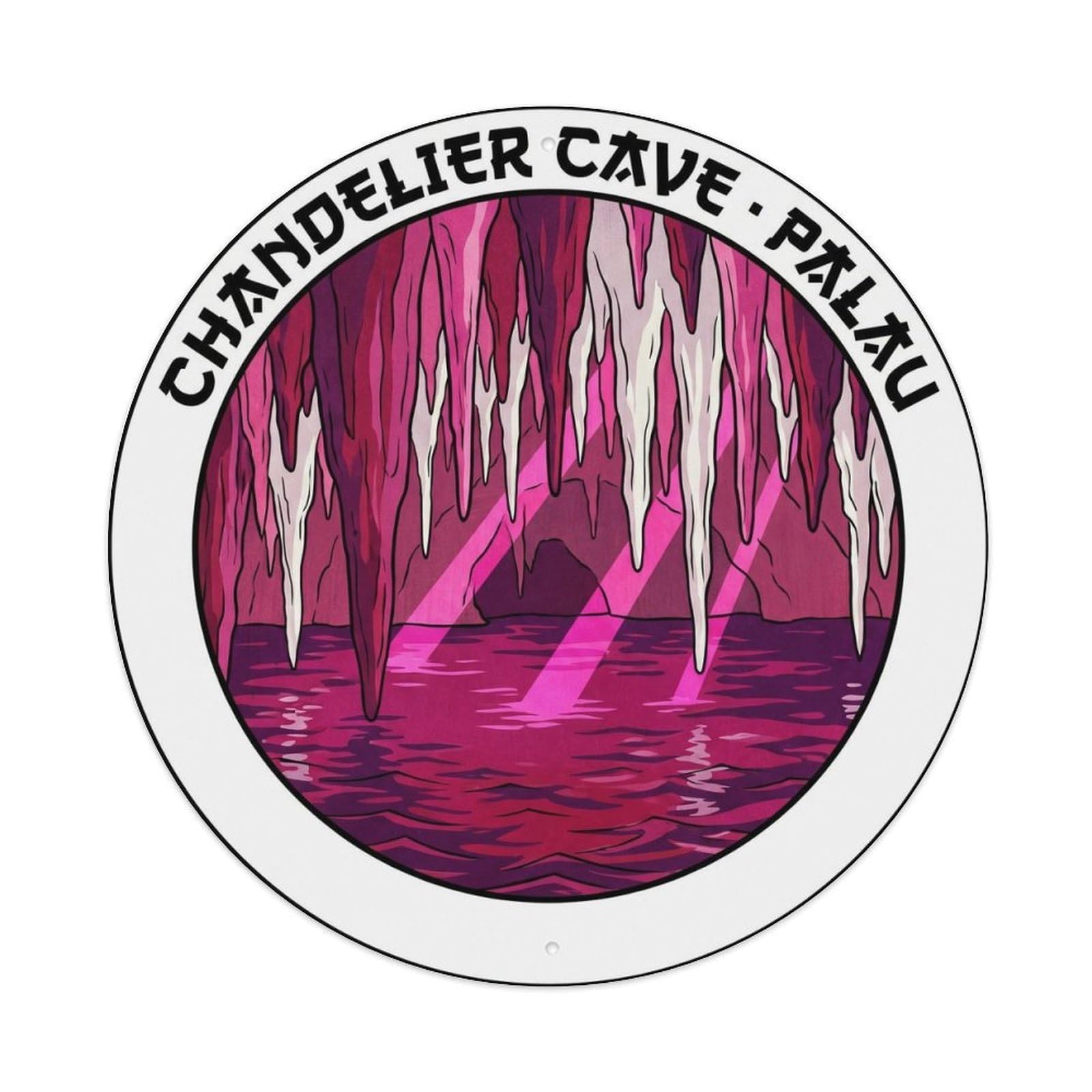 Olyhtr 8X8inch Classic Style Palau Chandelier Magenta Woodblock Rock Islands Metal Tin Sign