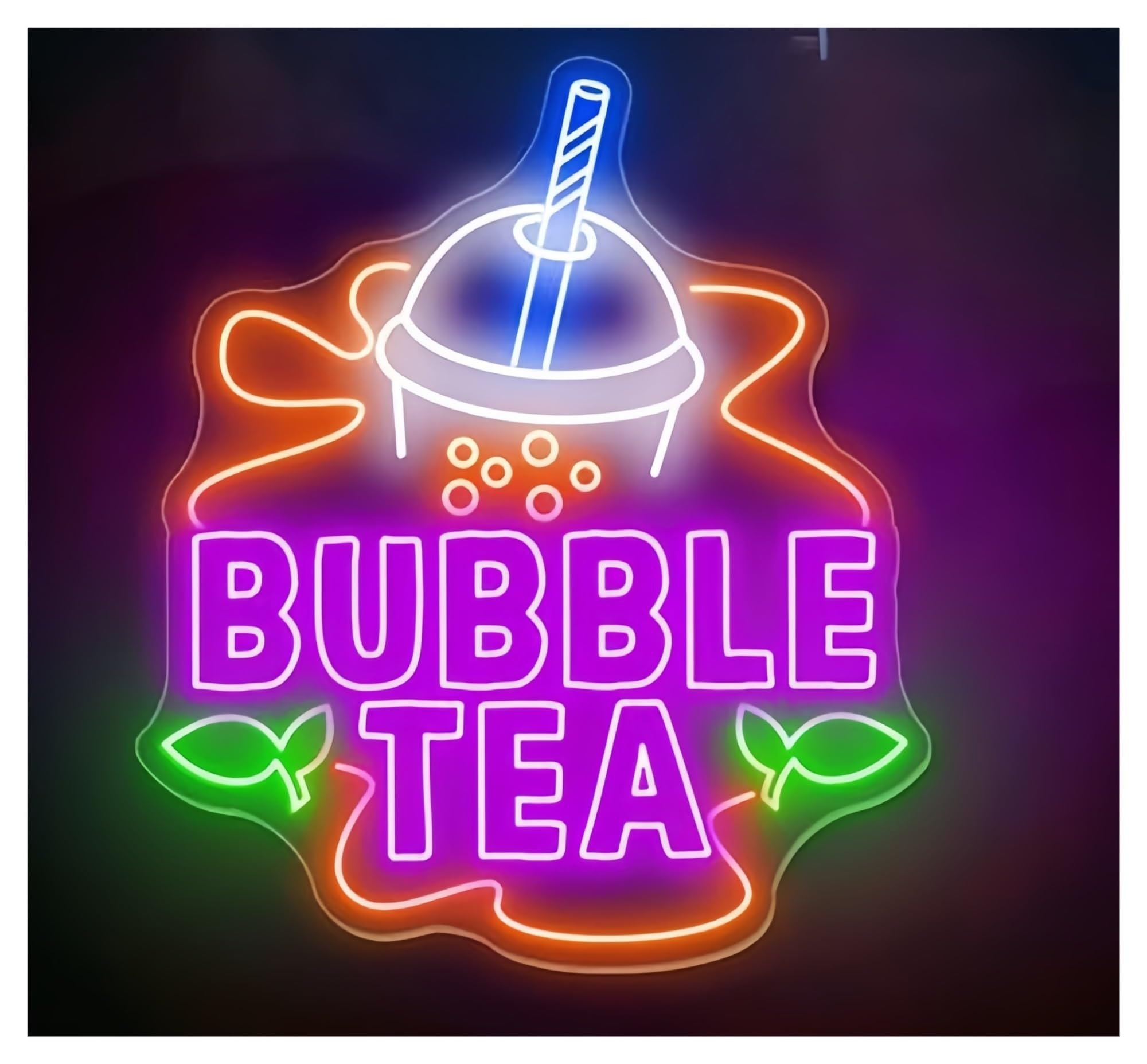 SHOUXI Sign Lamp Bubble Tea Neon Sign for Coffee Bar Store Decor Wall 65X75cm(E)