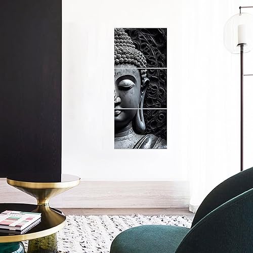 Miniatura 5 de DOARTDO Lienzo decorativo para pared, 3 piezas, cuadros en blanco y negro, meditación, budismo, zen, impresiones enmarcadas para decoración del