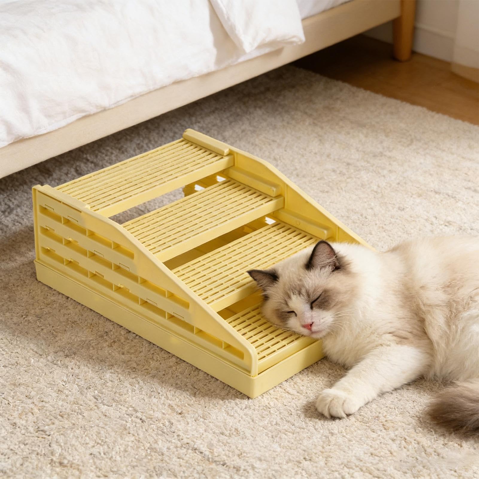 Katzenstreu-Matte, 2-lagig, verstellbar, spritzwassergeschützt, abnehmbare Haustierstufen für Katzen, zur Bereicherung von Kätzchen, Innenbereich, Wohnzimmer, Schlafzimmer, Badezimmer, Balkon, Käfig