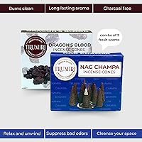 Vista 344 de TRUMIRI Incense Cones - Combo Pack of 20 Cone Incense - 10 Nag Champa + 10 Palo Santo - Insence Cones - Incense Cones Scented - Cone Incense Scents