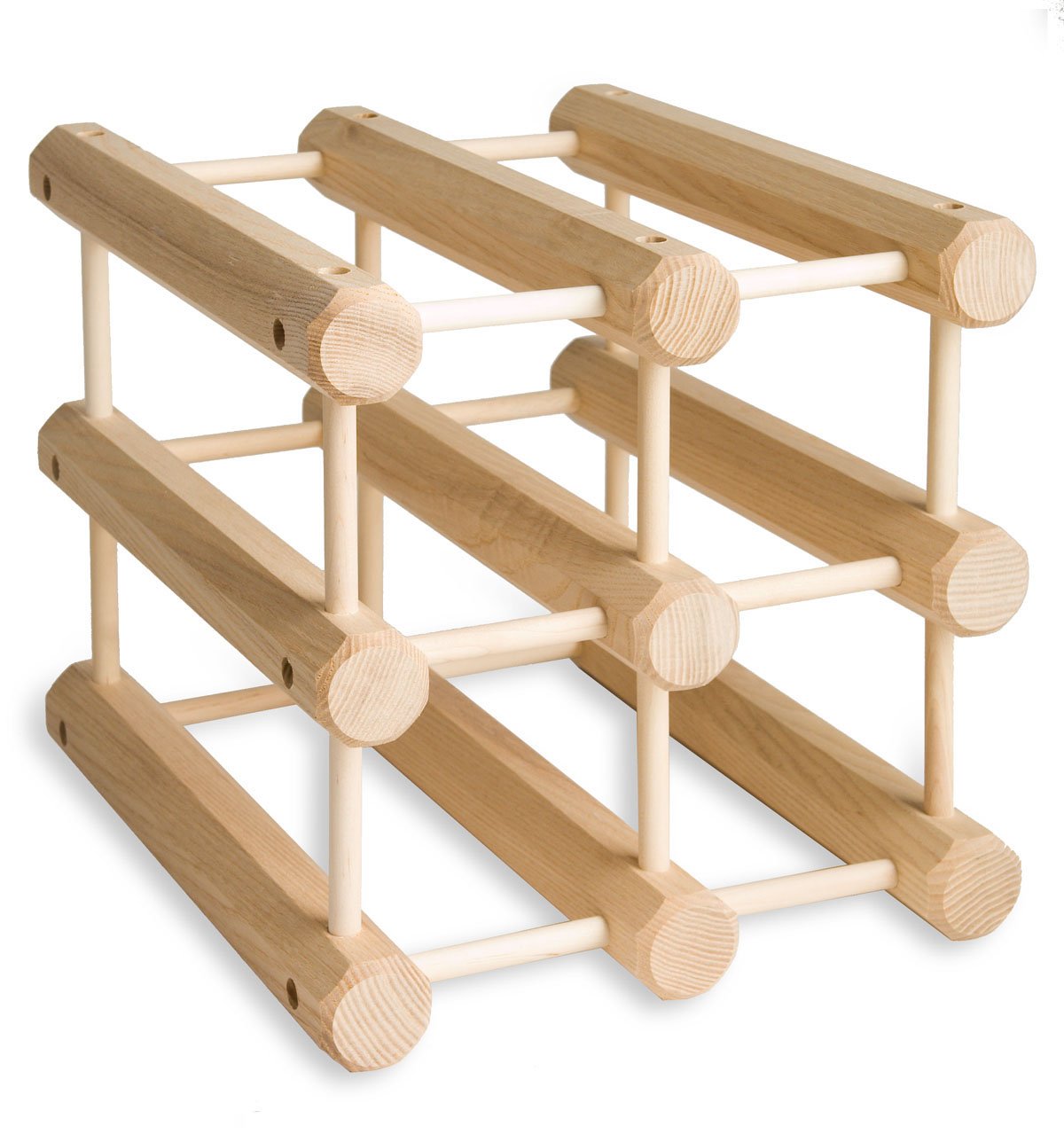 J.K. Adams Ash Wood 12-Bottle Wine Rack, Oak Stain