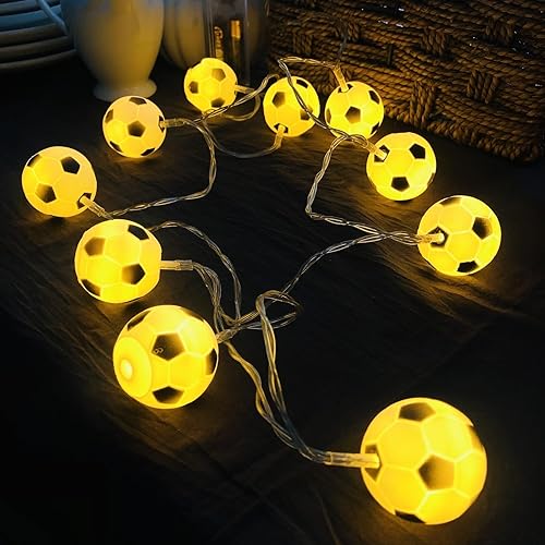 10 bolas deportivas de 5.4 ft de largo, funciona con pilas, con forma de fútbol, luces LED de noche para Halloween, Navidad, Acción de Gracias,