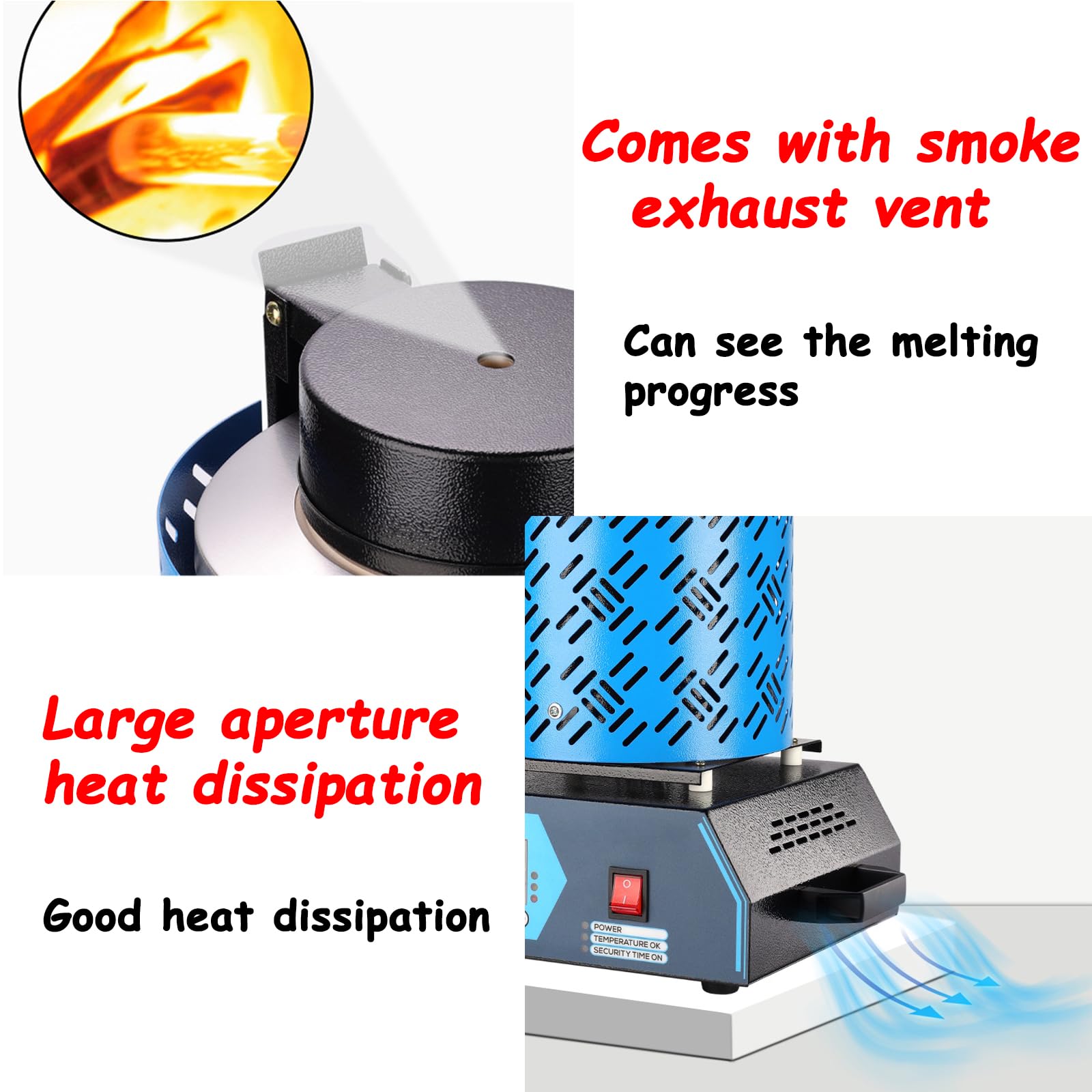 Horno de Fundición de Oro Eléctrico Digital 1150℃/2102℉ con Crisol de Grafito - Máquina Automática de Fusión para Joyería, Metal, Acero Inoxidable y Cerámica (1kg)