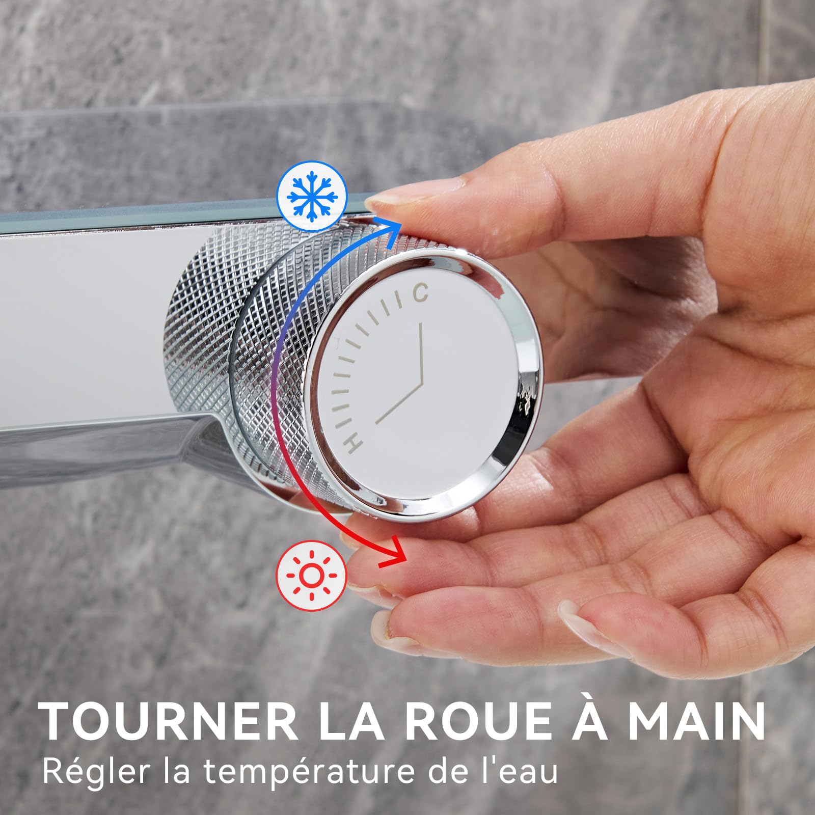 Auralum Robinet Baignoire avec Douche - Douchette Réglable en Hauteur avec 6 Modes de Jet - Ensemble Douche Salle de Bain à Touches Piano - Tuyau Acier Inoxydable 1.5m - Chromé