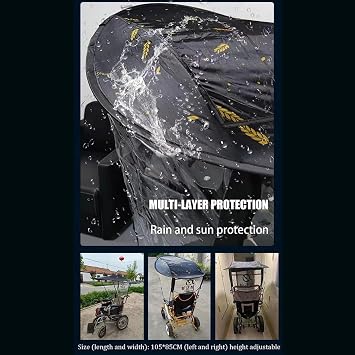 Electric Wheelchair Sunshade Canopy Awning, Wheelchair Parasol Universal Sun Shade Rain Cover, Folding Sunshade, Universal Fit Water Resistant U-V Resistant