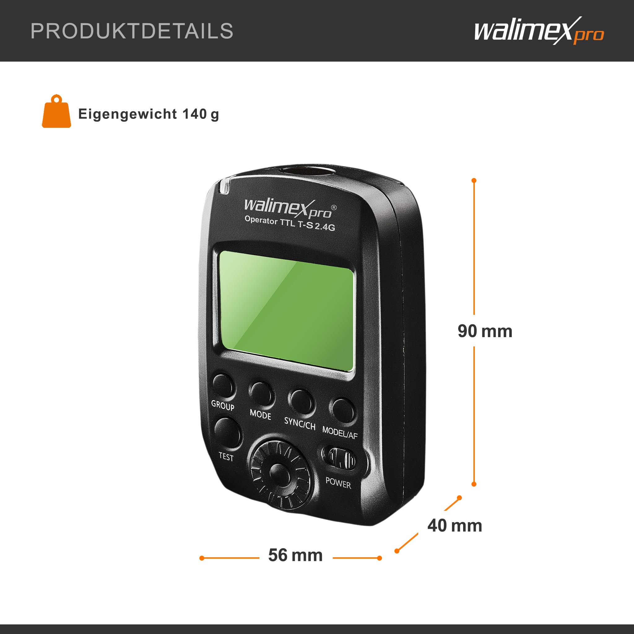 Walimex pro Operatore TTL T-S adatto per fotocamera Sony, telecomando radio e telecomando radio per nuovi arrivati, Emerger, Campaigner, Stager e Mover 200/400 TTL, trasmettitore