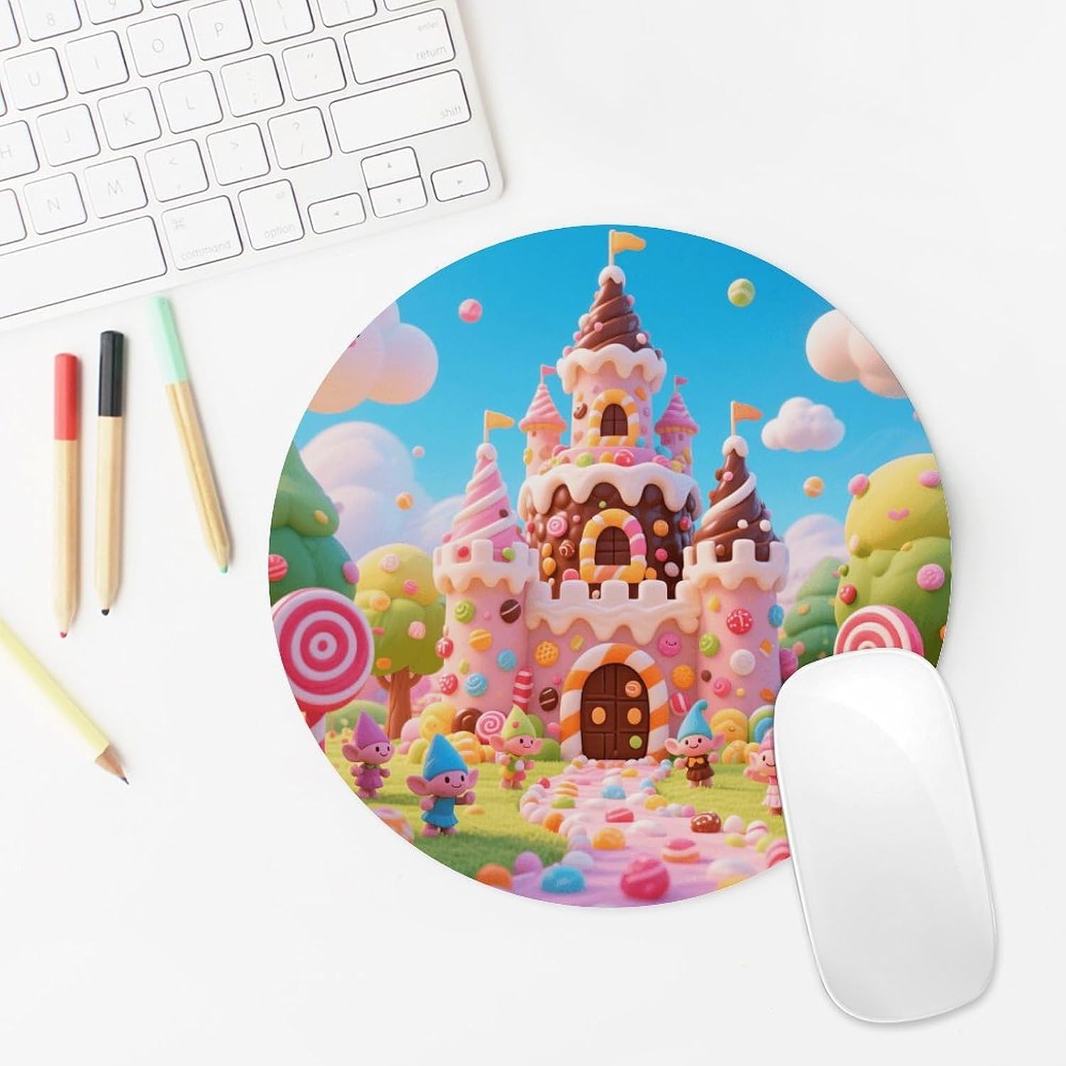 Candy World Castle Round Mouse Pad 7.8 Inch Mouse Mat image 5