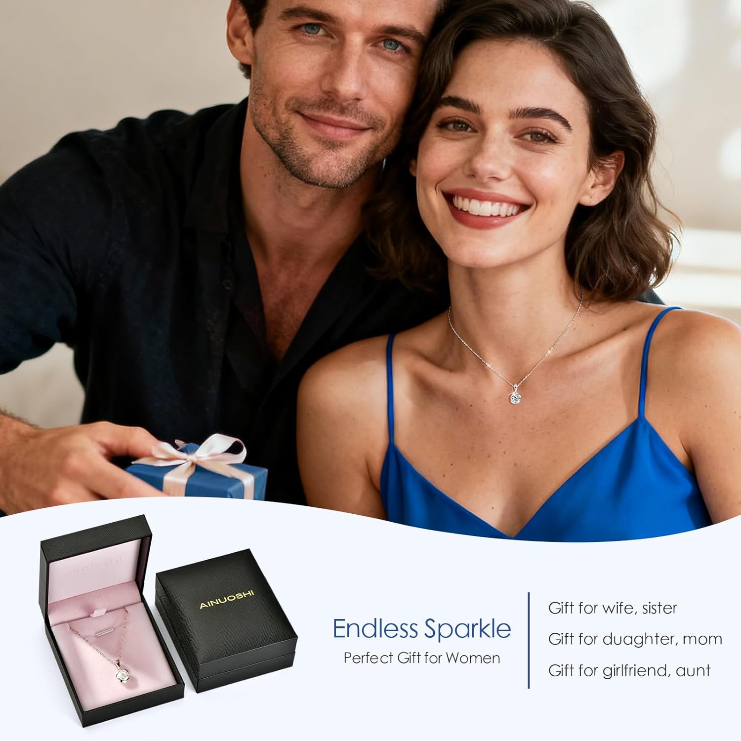 AINUOSHI Moissanite Necklace for Women 1CT - 925 Sterling Silver Moissanite Rosebud Pendant Necklace D Color VVS1 Clarity, White Gold Plated Romantic Necklace Jewelry Gifts for Wife Girlfriend Mom - Image 6