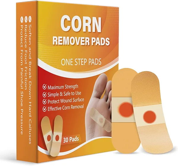 Corn Remover Pads for Feet & Toes: 40% Salicylic Acid Pads Extra Strength Treatment - Fast Effective Callus Remover & Friction Protection for Workers, Athletes, Seniors & Adults - 30pads