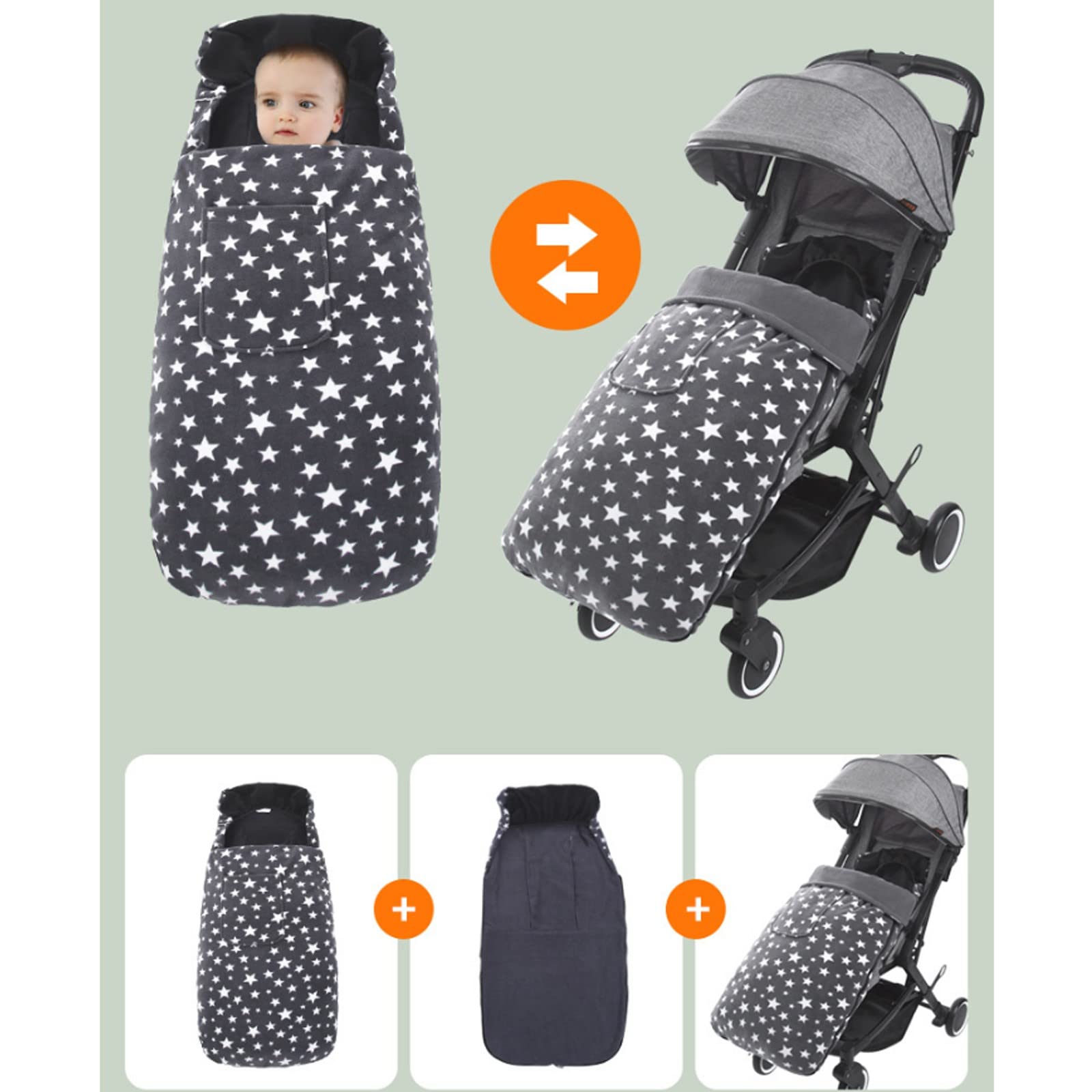 Sacco Nanna Universale per Passeggino, Caldo Invernale Sacco Nanna Universale, Impermeabile e Antivento Sacco a Pelo per Passeggino in Pile Polare Spesso