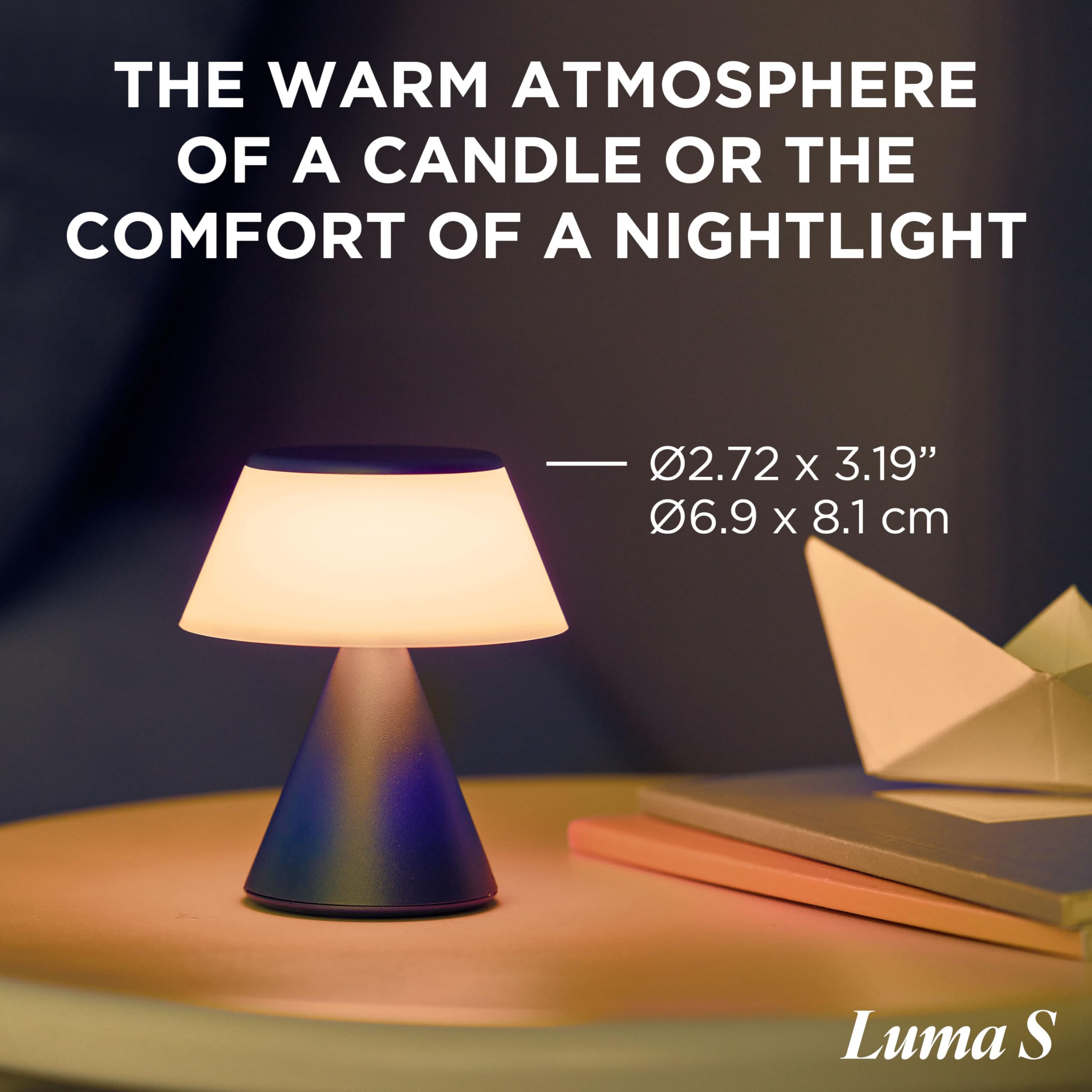 Lexon LUMA S Touch Bedside Lamp, Wireless Night Light with Adjustable Brightness and Multi-Lamp Synchronization, 9 LED Colors - Image 2