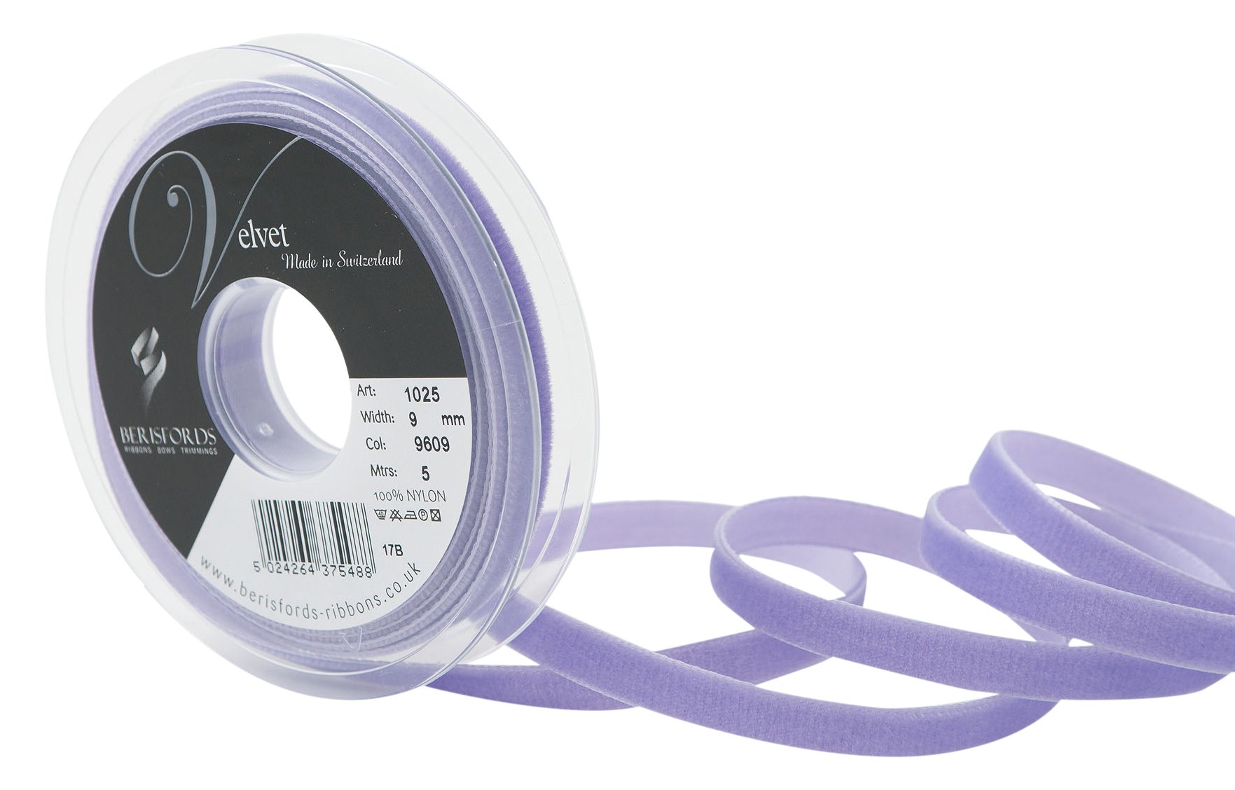 Berisfords Velvet Ribbon, Violet, 102 x 15 x 102 cm