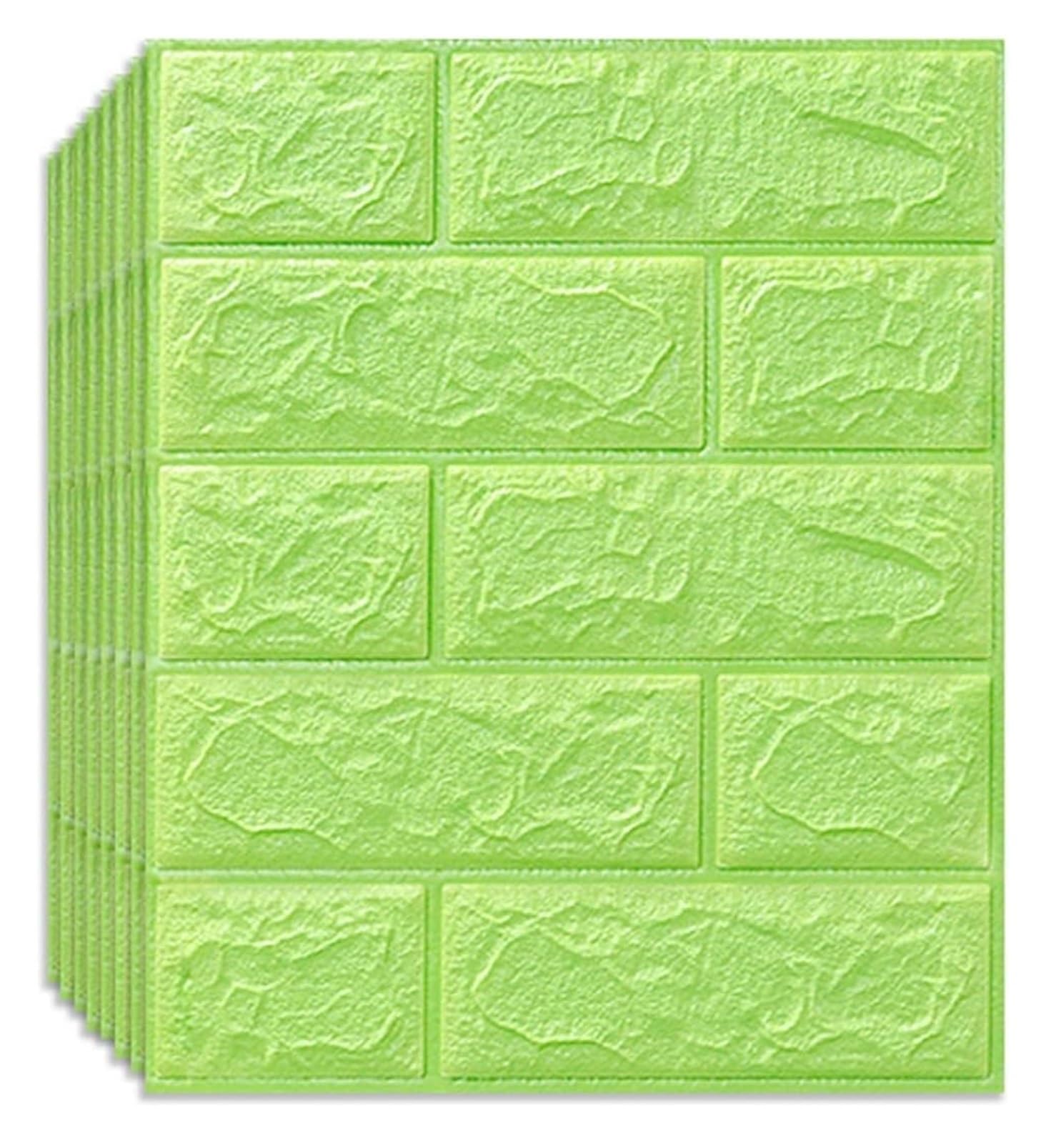 Sdgeryeeg Verde Wall Panels， 3D Wall Panel 10Pack Brick Self-Adhesive Waterproof Pe Foam Wallpaper Anti-Collision Used For Bathroom(Verde)